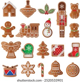 set of christmas gingerbread cookies. collection of gingerbreads