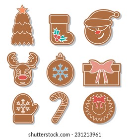 Set of Christmas gingerbread. Flat design. vector illustration