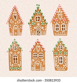Set of Christmas gingerbread and sweets.