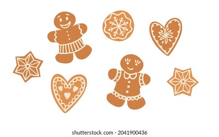 Set of Christmas gingerbread. Vector illustration. Design elements