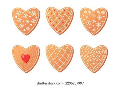 Set Christmas gingerbread. Vector illustration.