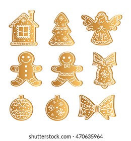 Set of Christmas gingerbread. Vector illustration