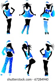 Set of Christmas girls-vector