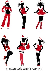 Set of Christmas girls-vector