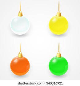 Set of christmas glass balls on white background. Vector illustration. EPS 10