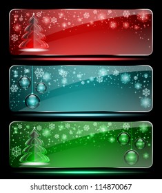 Set of Christmas glass banners