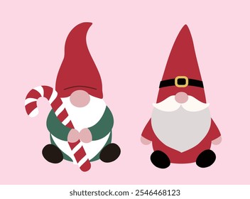 Set of Christmas Gnome flat stock vector illustration.
Merry Christmas and happy holidays.