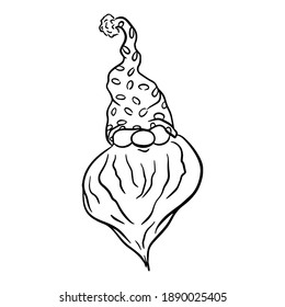 set Christmas gnomes cartoons, black silhouettes isolated on white.
