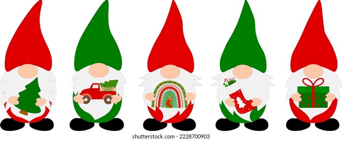 Set Christmas Gnomes vector illustration