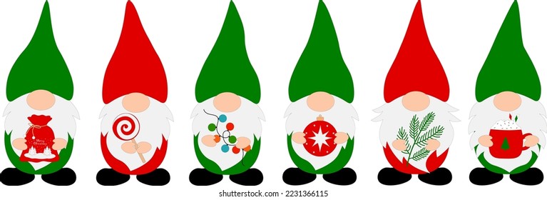 Set Christmas Gnomes vector illustration