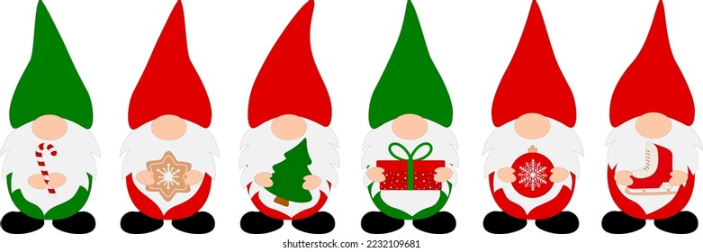 Set Christmas Gnomes vector illustration