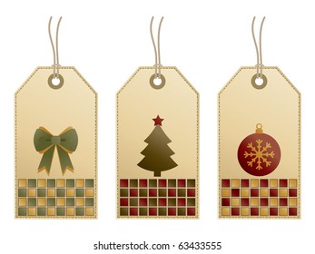 set of christmas gradient gift tags with motifs isolated on white
