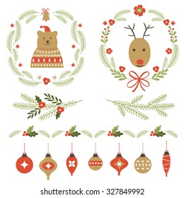 Set of Christmas graphic elements and ornaments
