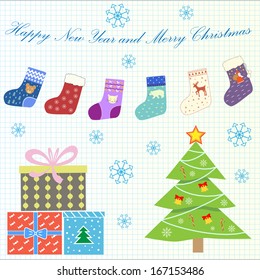 Set of Christmas graphic elements. Vector illustration.