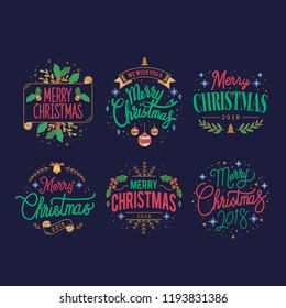 Set of Christmas greeting badge vectors