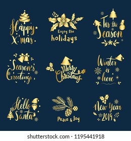 Set of Christmas greeting badge vectors