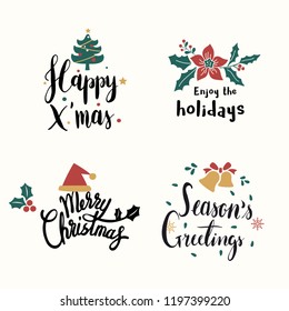 Set of Christmas greeting badge vectors