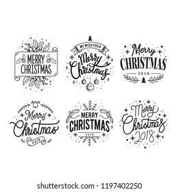 Set of Christmas greeting badge vectors