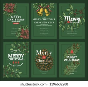 set of christmas greeting card or another template.