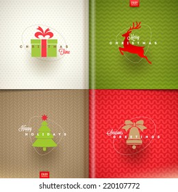 Set of Christmas greeting design - vector illustration