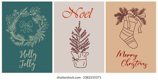 Set of Christmas greeting, invitation vector cards
