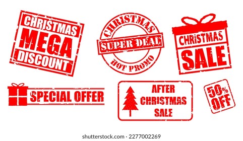 set of christmas grunge rubber stamp isolated. eps vector