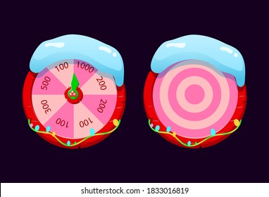 Set Christmas gui daily spin wheel and arrow target for 2d games vector illustration