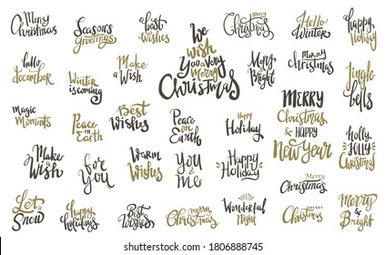 set of christmas hand lettering typography design