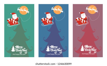 Set of Christmas and Happy New Year greeting cards Decorative invitation template Place for text. Vector illustration.