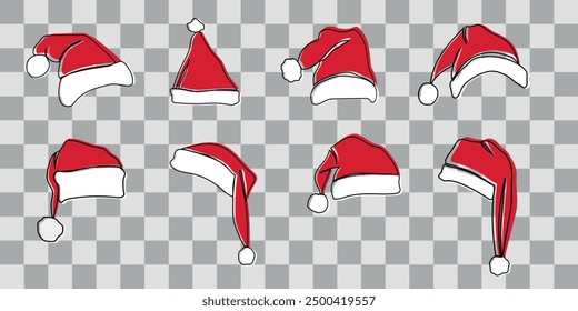 set Christmas hats Santa Claus