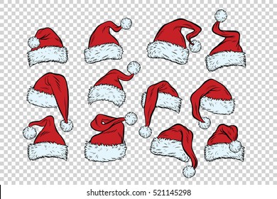 set Christmas hats Santa Claus