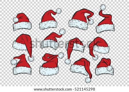 set Christmas hats Santa Claus