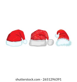 Set of Christmas hats, vector illustration