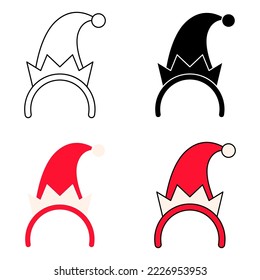 Set of Christmas headband in flat style isolated
