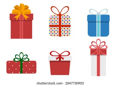 Colección de cajas de regalo para vacaciones de Navidad, Ilustraciones de diseño plano