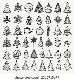 set of christmas holiday isolated