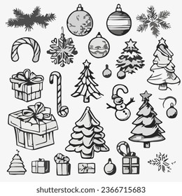 set of christmas holiday isolated
