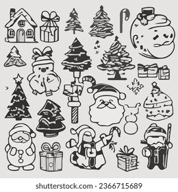 set of christmas holiday isolated