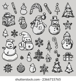 set of christmas holiday isolated