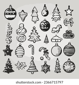 set of christmas holiday isolated