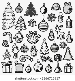 set of christmas holiday isolated