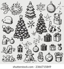 set of christmas holiday isolated