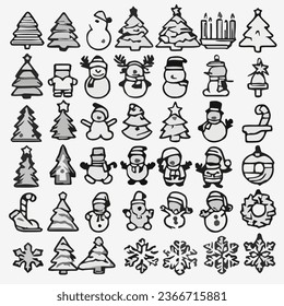 set of christmas holiday isolated