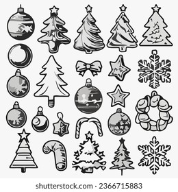 set of christmas holiday isolated