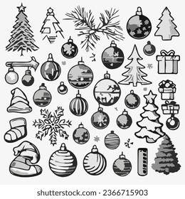 set of christmas holiday isolated