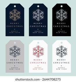 Set of Christmas and Holiday New Year gift tags.