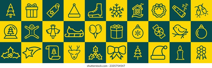 Set of Christmas holidays element desing. Minimal winter season icons collection.