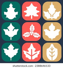 Set of Christmas Holly tree icon. Pictogram vector design.