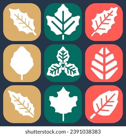 Set of Christmas Holly tree icon. Pictogram vector design.