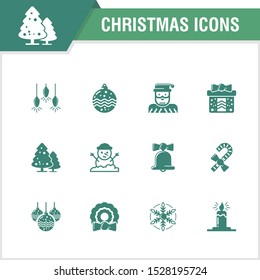 Set of Christmas icon and decoration with outline vector design, simple, lovely and trendy design